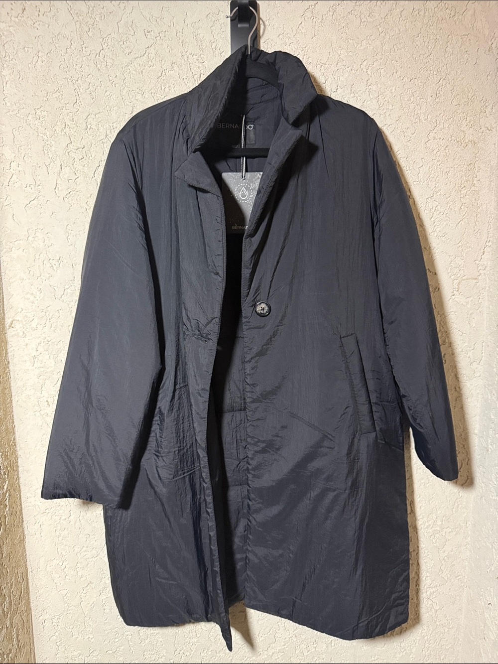 Bernardo Black Lightweight Single-Button Long Trench Coat NWT - Picture 2 of 6